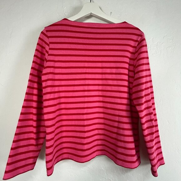 Saint James L'atelier Women's Pink Striped Pullover Shirt Top Cotton Size 8 - Picture 2 of 8